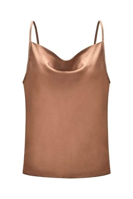 Silky Solid Cowl-Neck Blouse