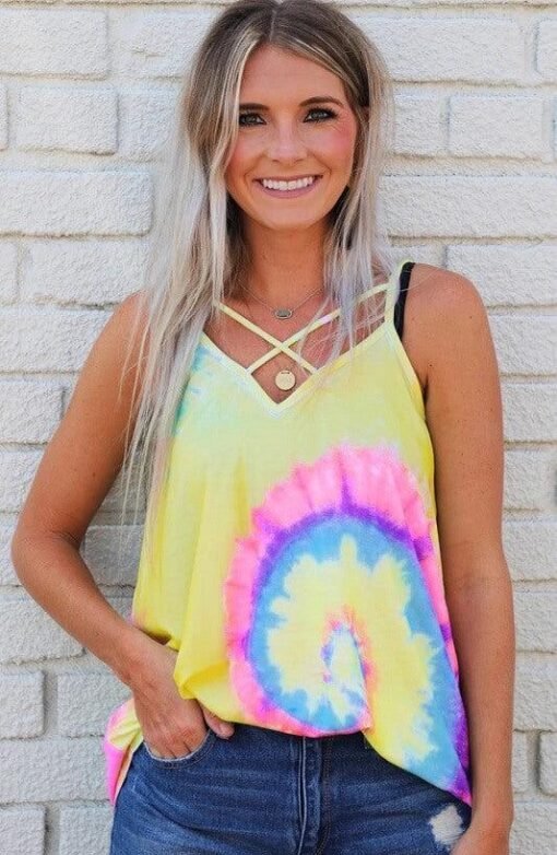 Criss Cross Tie Dye Tank | Women's Summer Shirts – Image 4