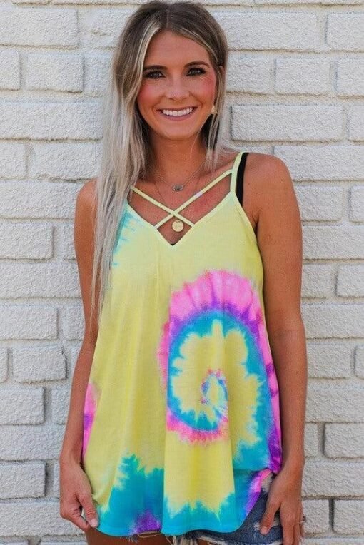 Criss Cross Tie Dye Tank | Women's Summer Shirts – Image 5