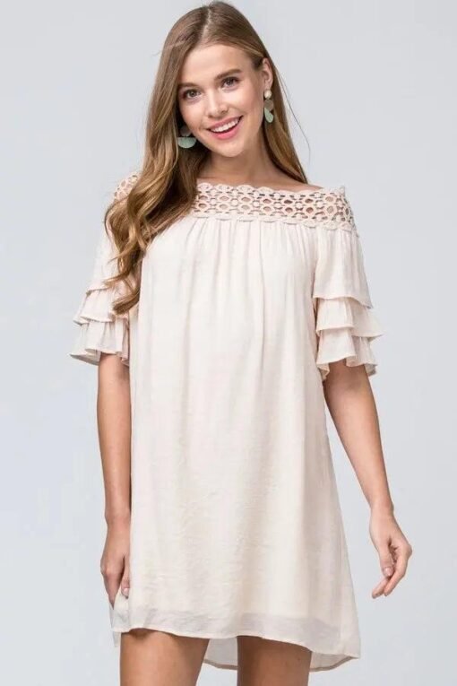 Crochet Neckline Ruffle Detail Dress – Image 3