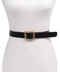 Crocodile Embossed Square Buckle Belts