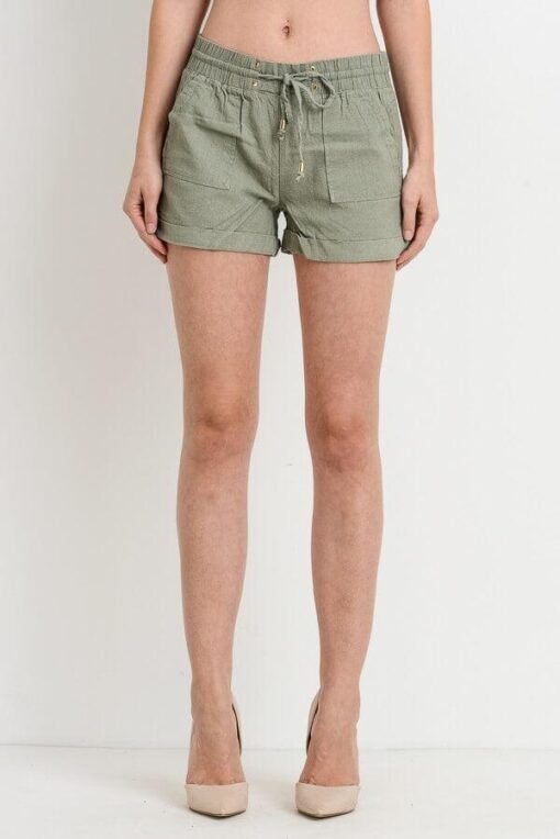 Cuffed Linen Shorts | Clearance Shorts – Image 5