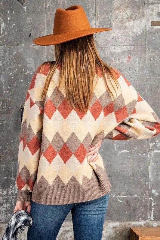 Women's Argyle Sweater | Jolie Vaughan Mature Women's Boutique – Image 3