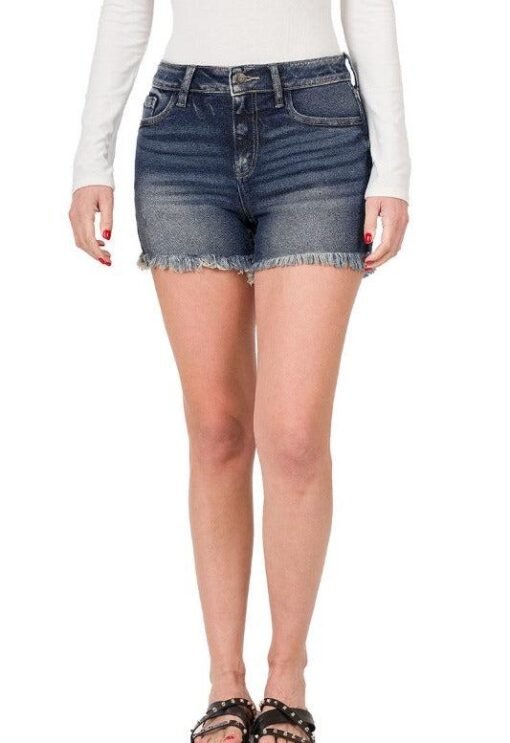 Dark Wash Denim Shorts - 4" Inseam - Womens Denim Shorts – Image 5