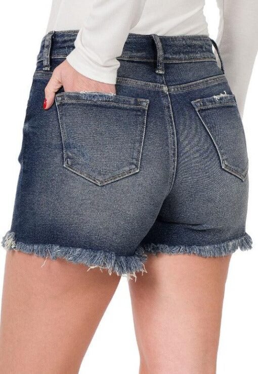 Dark Wash Denim Shorts - 4" Inseam - Womens Denim Shorts – Image 6