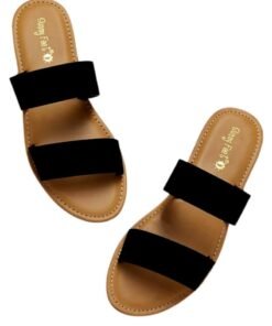 Double Banded PU Sandals | Women's Sandals | Black Sandals