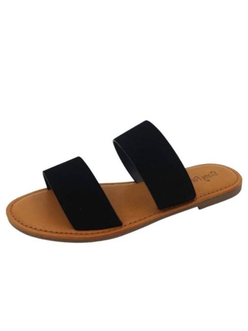 Double Banded PU Sandals | Women's Sandals | Black Sandals – Image 3