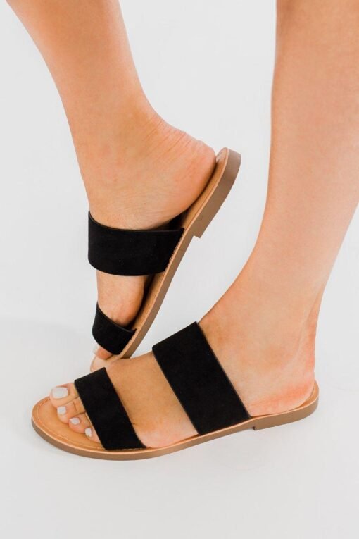 Double Banded PU Sandals | Women's Sandals | Black Sandals – Image 4