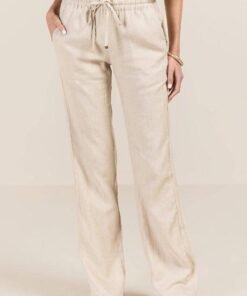 Drawstring Linen Pants | Wide Leg Pants