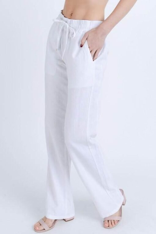Drawstring Linen Pants | Wide Leg Pants – Image 3