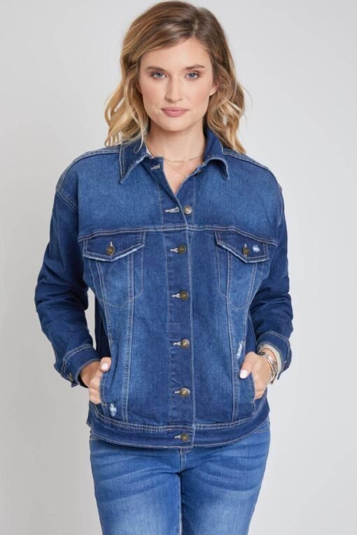Drop Shoulder Boyfriend Denim Jacket – Image 3