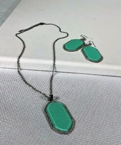 Druzy Sparkle Oblong Necklace & Earrings Set Jewelry