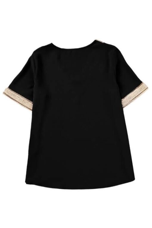 Elegant Contrast Lace V-Neck Blouse| Blouse for Older Women – Image 3