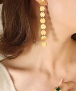 Elegant Disc Titanium Drop Earrings | Mature Women's Earrings