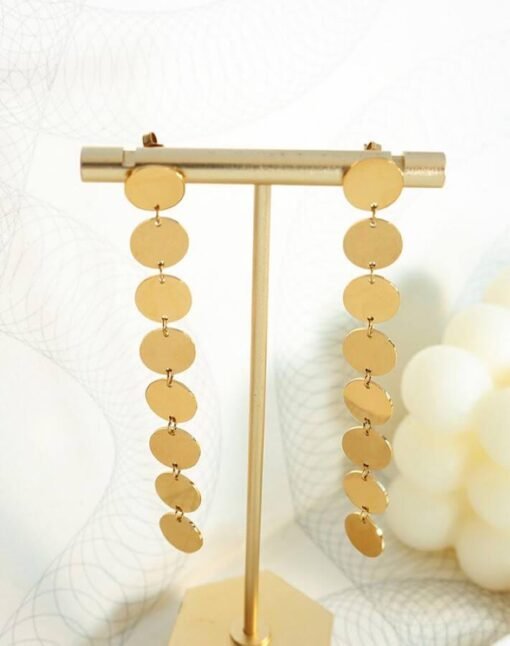 Elegant Disc Titanium Drop Earrings | Mature Women's Earrings – Image 4