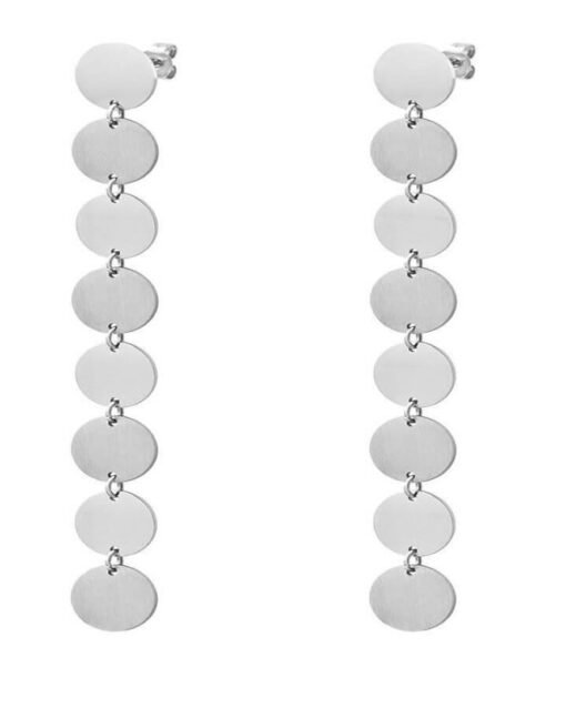 Elegant Disc Titanium Drop Earrings | Mature Women's Earrings – Image 6