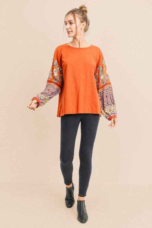 Elise Boho Contrast Long Sleeve Blouse Jolie Vaughan Mature Women's Online Clothing Boutique – Image 4