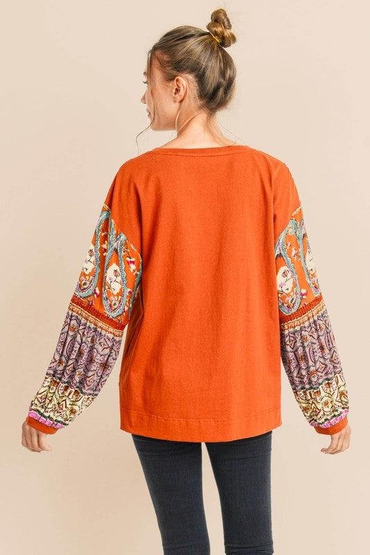 Elise Boho Contrast Long Sleeve Blouse Jolie Vaughan Mature Women's Online Clothing Boutique – Image 6