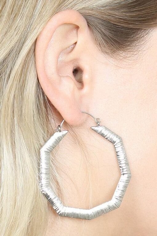 Embellished Octagon Hoop Earrings Jewelry – Image 3