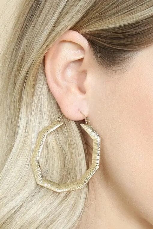 Embellished Octagon Hoop Earrings Jewelry – Image 4