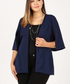 Erin Fitted Split Sleeve Open-Front Blazer | Mature Women's Clothing Boutique
