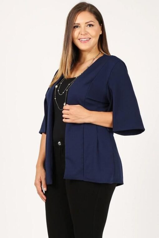 Erin Fitted Split Sleeve Open-Front Blazer | Mature Women's Clothing Boutique – Image 3