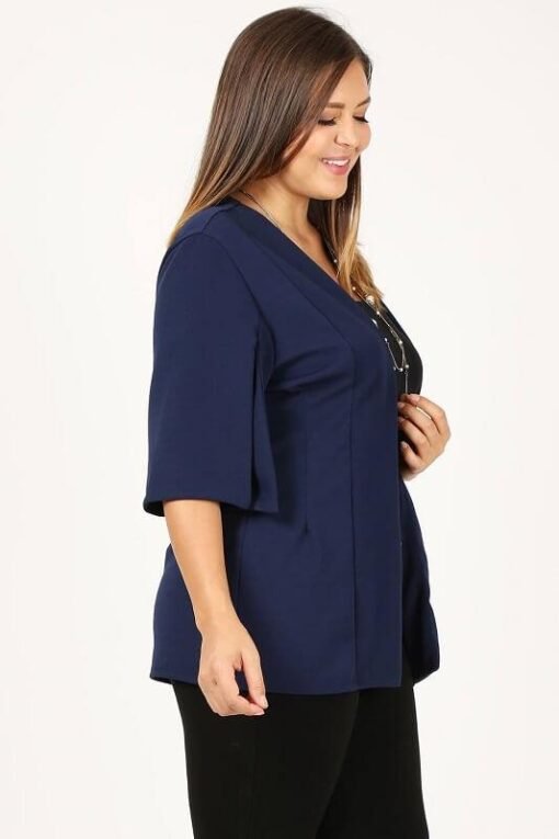 Erin Fitted Split Sleeve Open-Front Blazer | Mature Women's Clothing Boutique – Image 4