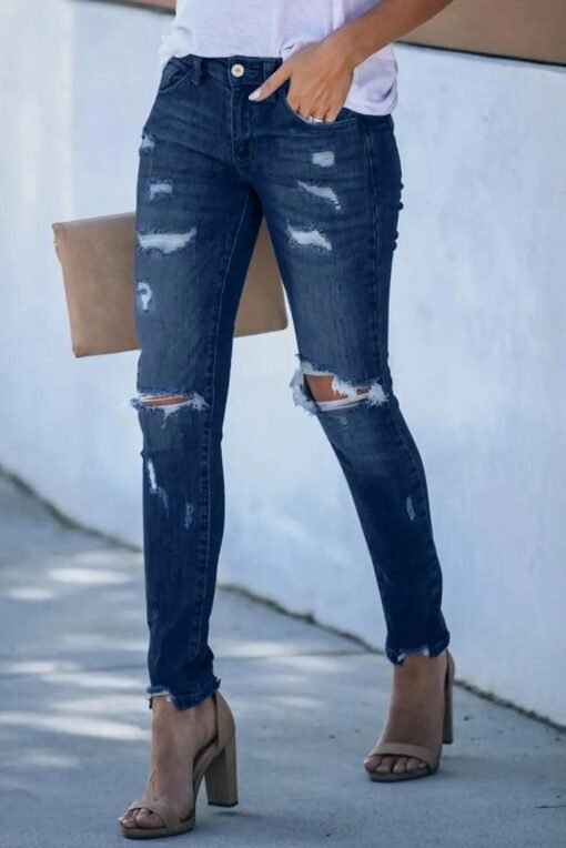 Everyday Midrise Destructed Ankle Skinny Jeans | Women's Denim – Image 4