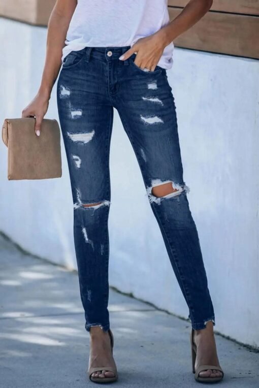 Everyday Midrise Destructed Ankle Skinny Jeans | Women's Denim – Image 6