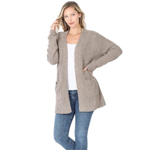 Everyday Open Front Popcorn Cardigan Outerwear – Image 4