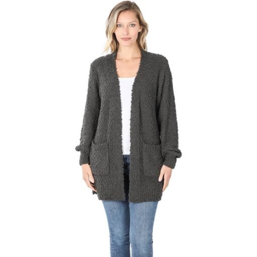 Everyday Open Front Popcorn Cardigan Outerwear – Image 5