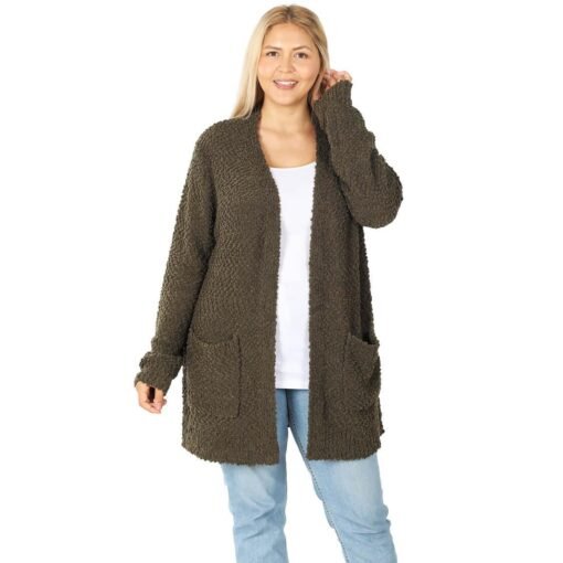 Everyday Open Front Popcorn Cardigan Outerwear – Image 6