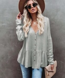 Everyday Peplum Long Ruffle Cardigan