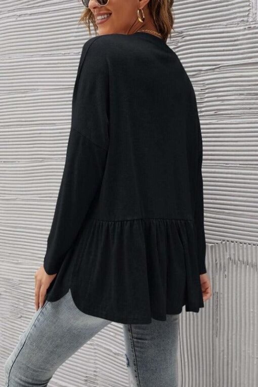 Everyday Peplum Long Ruffle Cardigan – Image 4