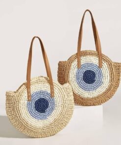 Color Block Straw Tote Bag | Women's Fashion Handbags & Totes