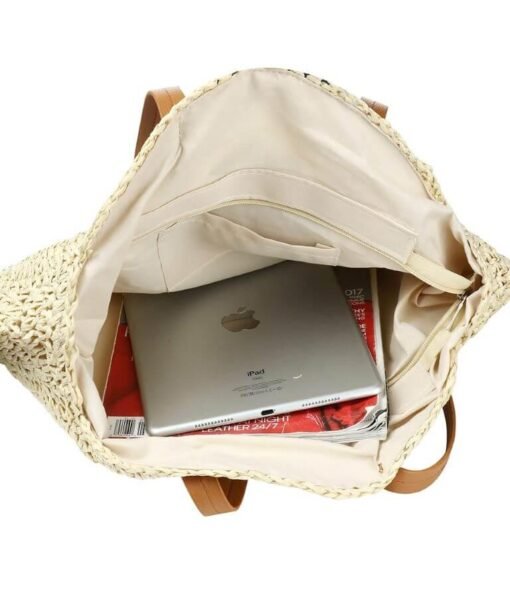 Color Block Straw Tote Bag | Women's Fashion Handbags & Totes – Image 6