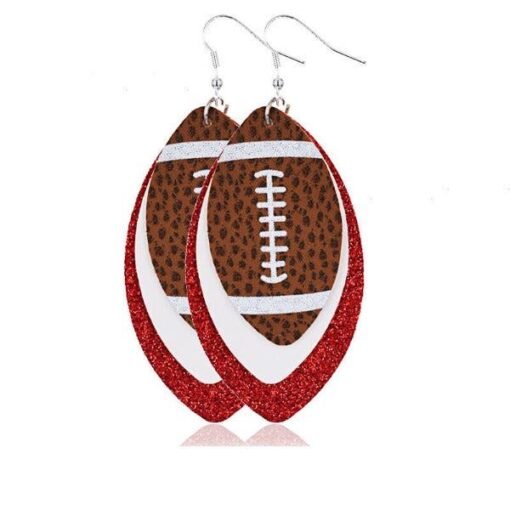 Faux Leather Vintage Football Hook Earrings | Black Friday Deals – Image 4
