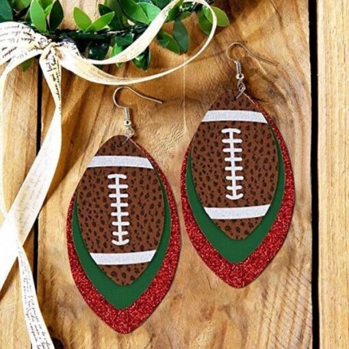 Faux Leather Vintage Football Hook Earrings | Black Friday Deals – Image 5