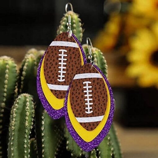 Faux Leather Vintage Football Hook Earrings | Black Friday Deals – Image 6