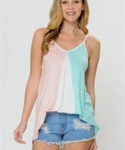 Flowy Color-Block Asymmetrical Hem Tank | Womens Tank