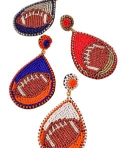 Football Teardrop Bead Stud Earrings