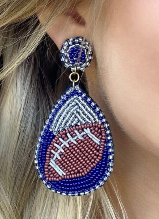 Football Teardrop Bead Stud Earrings – Image 3