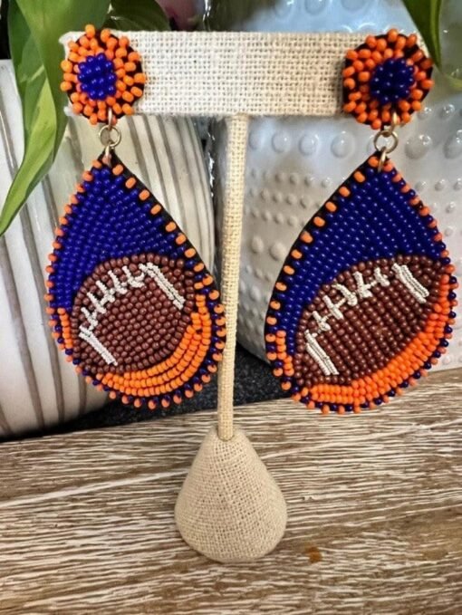 Football Teardrop Bead Stud Earrings – Image 5