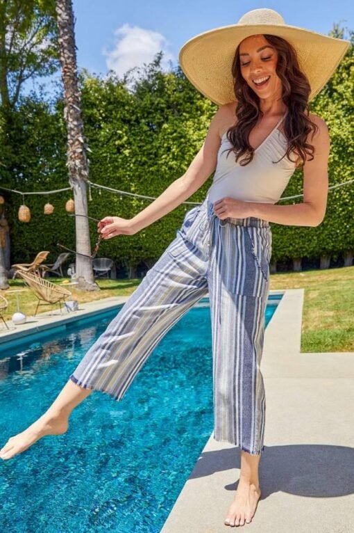 Frayed Stripe Culottes | Women's Capris | Women's Summer Pants – Image 4