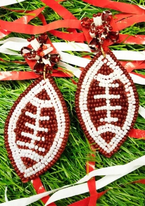 Football Beaded Earrings | Game Day Earrings – Image 4
