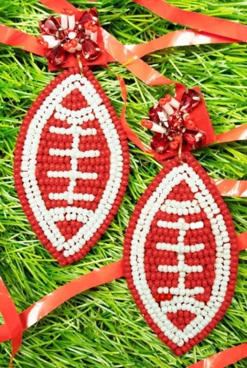 Football Beaded Earrings | Game Day Earrings – Image 5