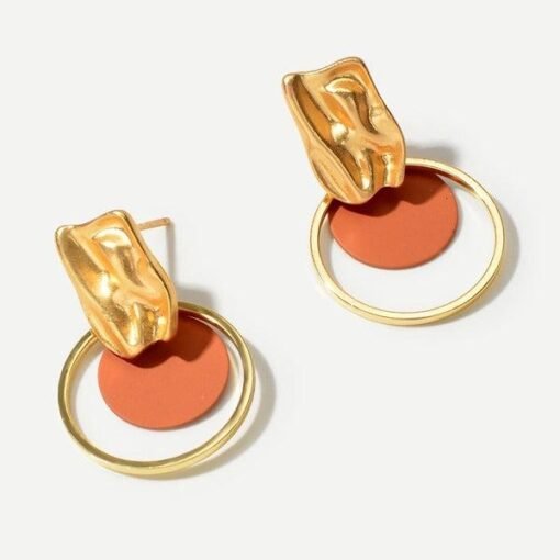 Geo Hammered Dangle Earrings Jolie Vaughan Mature Women's Clothing Online Boutique – Image 3