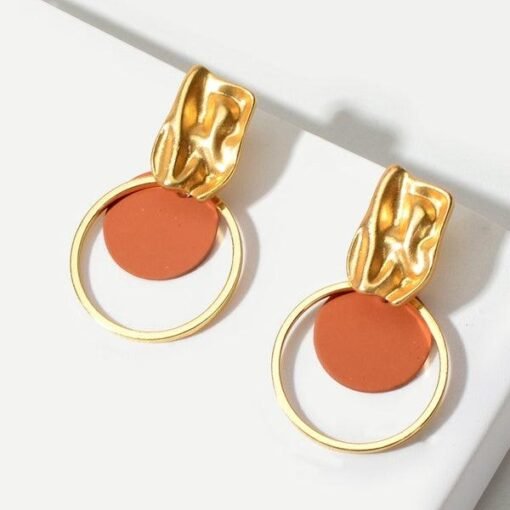 Geo Hammered Dangle Earrings Jolie Vaughan Mature Women's Clothing Online Boutique – Image 4