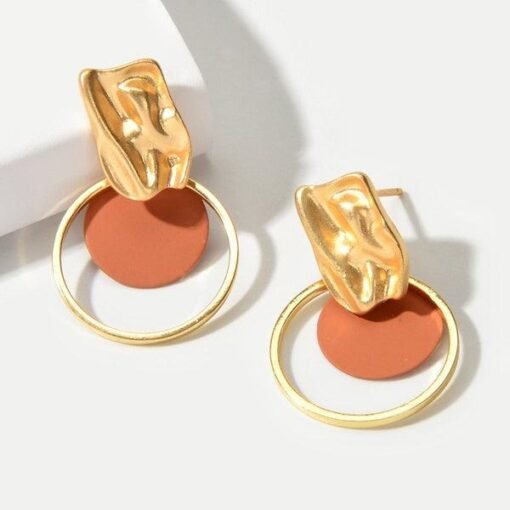 Geo Hammered Dangle Earrings Jolie Vaughan Mature Women's Clothing Online Boutique – Image 5