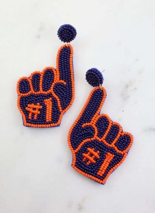 Go Team Beaded Earrings | Foam Finger Earrings